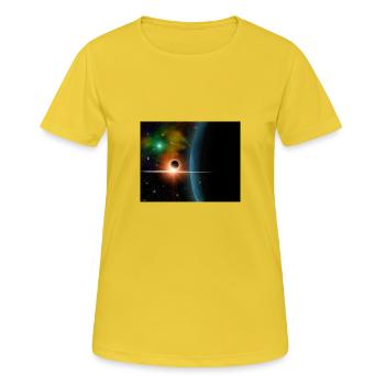 Planete - T-shirt respirant Femme - jaune soleil - Devant - AI Model Female 172 dark (172cm)