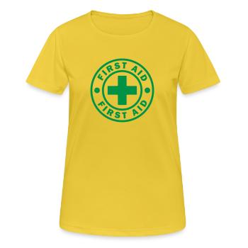 SYMBOLE DE PREMIERS SECOURS ICÔNE MÉDECIN HÔPITAL CERCLE SIGNE - T-shirt respirant Femme - jaune soleil - Devant - AI Model Female 172 dark (172cm)
