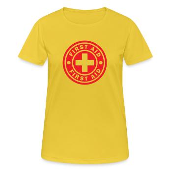 SYMBOLE DE PREMIERS SECOURS ICÔNE MÉDECIN HÔPITAL CERCLE SIGNE - T-shirt respirant Femme - jaune soleil - Devant - AI Model Female 172 dark (172cm)