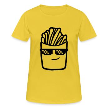 Lunettes de soleil Français frites - T-shirt respirant Femme - jaune soleil - Devant - AI Model Female 172 dark (172cm)
