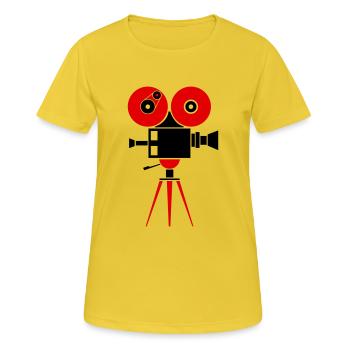 kamera - Frauen T-Shirt atmungsaktiv - Sonnengelb - Vorne - AI Model Female 172 dark (172cm)