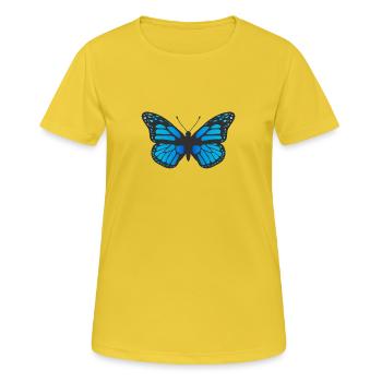 Papillon bleu icône symbole logo papillon de nuit - T-shirt respirant Femme - jaune soleil - Devant - AI Model Female 172 dark (172cm)