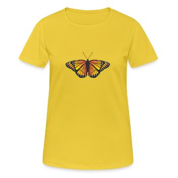 Monarque Papillon icône symbole logo papillon de nuit - T-shirt respirant Femme - jaune soleil - Devant - AI Model Female 172 dark (172cm)