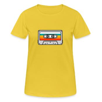 Kassette Retro Vintage Mixtape Symbol Symbol. - Frauen T-Shirt atmungsaktiv - Sonnengelb - Vorne - AI Model Female 172 dark (172cm)