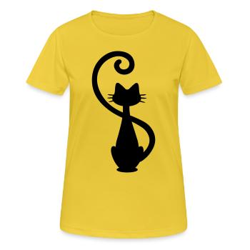 Katze - Chat - Cat - Silhouette - Frauen T-Shirt atmungsaktiv - Sonnengelb - Vorne - AI Model Female 172 dark (172cm)