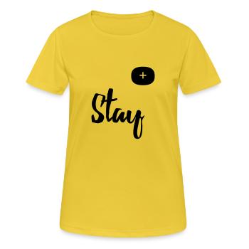 Restez positif - T-shirt respirant Femme - jaune soleil - Devant - AI Model Female 172 dark (172cm)
