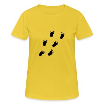 Baby pieds, les pieds des enfants, les enfants, - T-shirt respirant Femme - jaune soleil - Devant - AI Model Female 172 dark (172cm)