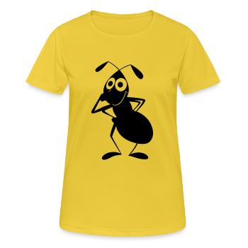 Ameise zieht Augenlied runter - Frauen T-Shirt atmungsaktiv - Sonnengelb - Vorne - AI Model Female 172 dark (172cm)
