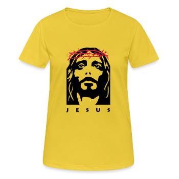 jesus - T-shirt respirant Femme - jaune soleil - Devant - AI Model Female 172 dark (172cm)