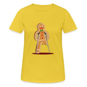 Blessé Lebkuchenann (rouge) - T-shirt respirant Femme - jaune soleil - Devant - AI Model Female 172 dark (172cm)