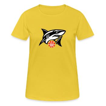 Die Basketballmannschaft der Haie - Frauen T-Shirt atmungsaktiv - Sonnengelb - Vorne - AI Model Female 172 dark (172cm)