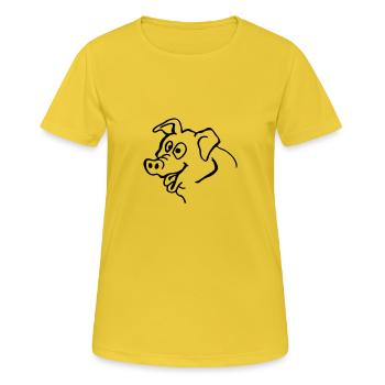 Doofe Sau - Frauen T-Shirt atmungsaktiv - Sonnengelb - Vorne - AI Model Female 172 dark (172cm)