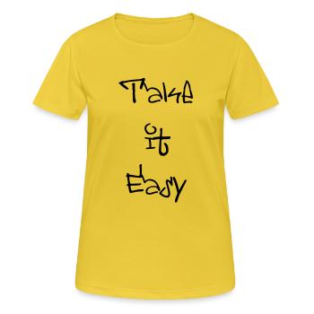 take it easy - Frauen T-Shirt atmungsaktiv - Sonnengelb - Vorne - AI Model Female 172 dark (172cm)