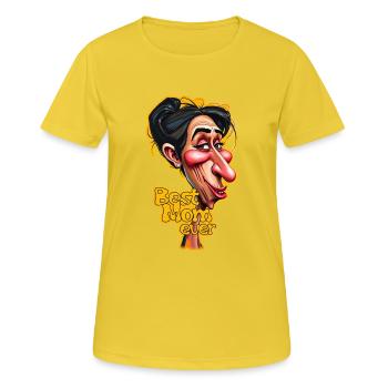 Caricature of a woman - Best Mom ever 1 - Frauen T-Shirt atmungsaktiv - Sonnengelb - Vorne - AI Model Female 172 dark (172cm)