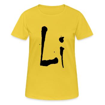 li - Frauen T-Shirt atmungsaktiv - Sonnengelb - Vorne - AI Model Female 172 dark (172cm)