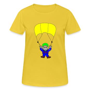 parachute fallschirmspringen parachuting skydiver - Frauen T-Shirt atmungsaktiv - Sonnengelb - Vorne - AI Model Female 172 dark (172cm)
