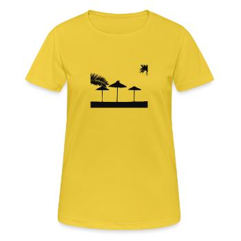 plage - T-shirt respirant Femme - jaune soleil - Devant - AI Model Female 172 dark (172cm)