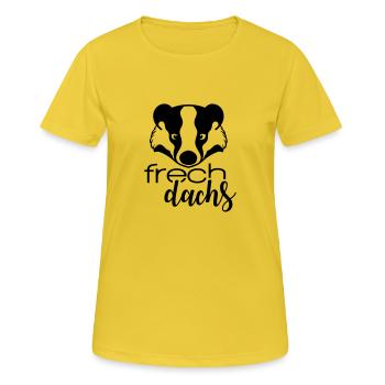 Frechdachs - Frauen T-Shirt atmungsaktiv - Sonnengelb - Vorne - AI Model Female 172 dark (172cm)