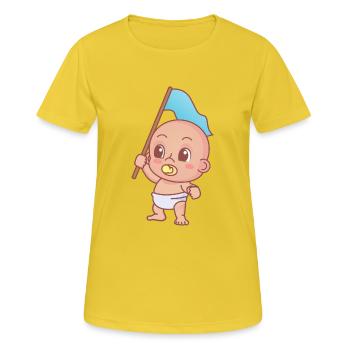 Baby Revolution - Frauen T-Shirt atmungsaktiv - Sonnengelb - Vorne - AI Model Female 172 dark (172cm)