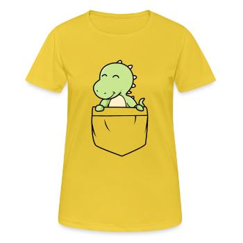 Cute baby dinosaur in your pocket. Cute gift - Women's Breathable T-Shirt - sunshine - Front - AI Model Female 172 dark (172cm)