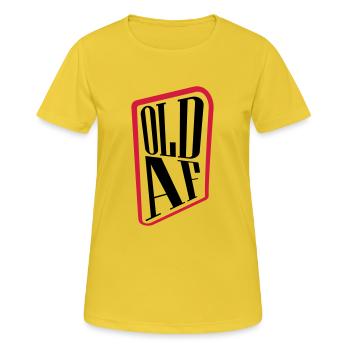 old AF Text Logo - Frauen T-Shirt atmungsaktiv - Sonnengelb - Vorne - AI Model Female 172 dark (172cm)