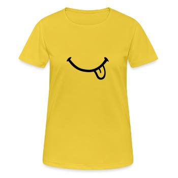 Smiley Langue - T-shirt respirant Femme - jaune soleil - Devant - AI Model Female 172 dark (172cm)