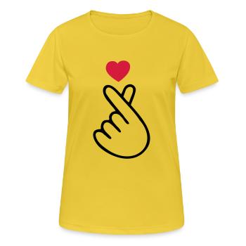 ♥I Love You-Cute Korean Finger Heart Sign♥ - Women's Breathable T-Shirt - sunshine - Front - AI Model Female 172 dark (172cm)