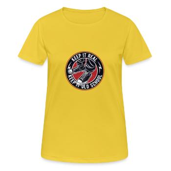 Keep It Real Keep It Old School Vintage - Frauen T-Shirt atmungsaktiv - Sonnengelb - Vorne - AI Model Female 172 dark (172cm)