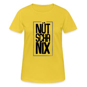 Nütschanix Vektor - Frauen T-Shirt atmungsaktiv - Sonnengelb - Vorne - AI Model Female 172 dark (172cm)
