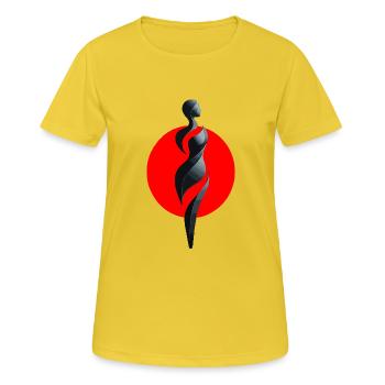 Wirbel Frau - Frauen T-Shirt atmungsaktiv - Sonnengelb - Vorne - AI Model Female 172 dark (172cm)