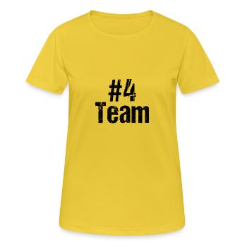 Team Teamplayer Hashtag Number 4 fourth Mannschaft - Frauen T-Shirt atmungsaktiv - Sonnengelb - Vorne - AI Model Female 172 dark (172cm)