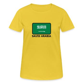 Nationalflagge von Saudi-Arabien - Frauen T-Shirt atmungsaktiv - Sonnengelb - Vorne - AI Model Female 172 dark (172cm)