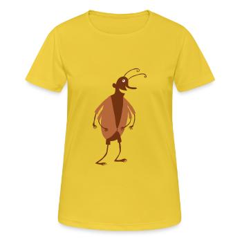 Käfer mit Jacke - Frauen T-Shirt atmungsaktiv - Sonnengelb - Vorne - AI Model Female 172 dark (172cm)