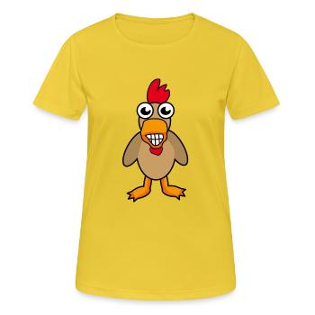 Coq Poulet oeufs de volaille de poulailler Bauer - T-shirt respirant Femme - jaune soleil - Devant - AI Model Female 172 dark (172cm)