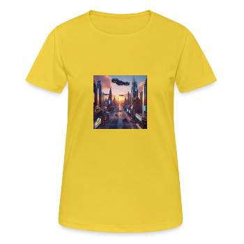 Kunst - Frauen T-Shirt atmungsaktiv - Sonnengelb - Vorne - AI Model Female 172 dark (172cm)
