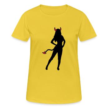 Teufel Hot Girl - Frauen T-Shirt atmungsaktiv - Sonnengelb - Vorne - AI Model Female 172 dark (172cm)