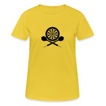 Darts Board Logo - Frauen T-Shirt atmungsaktiv - Sonnengelb - Vorne - AI Model Female 172 dark (172cm)