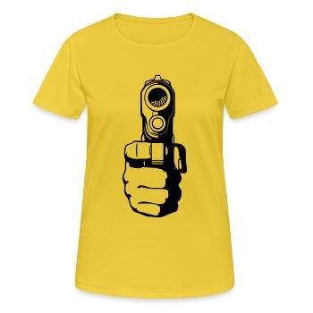 gun - Women's Breathable T-Shirt - sunshine - Front - AI Model Female 172 dark (172cm)