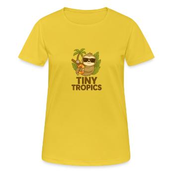 Petits tropiques – Paresseux - T-shirt respirant Femme - jaune soleil - Devant - AI Model Female 172 dark (172cm)