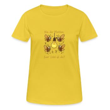 Motten - Frauen T-Shirt atmungsaktiv - Sonnengelb - Vorne - AI Model Female 172 dark (172cm)