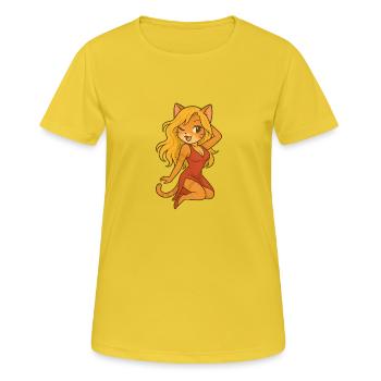 Katenschoenheit Blond - Frauen T-Shirt atmungsaktiv - Sonnengelb - Vorne - AI Model Female 172 dark (172cm)