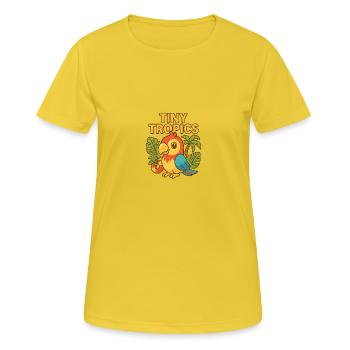 Minuscules tropiques – Perroquet - T-shirt respirant Femme - jaune soleil - Devant - AI Model Female 172 dark (172cm)