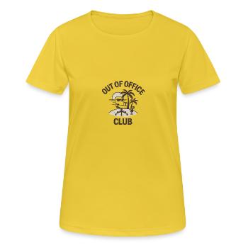 Out of Office Club - Frauen T-Shirt atmungsaktiv - Sonnengelb - Vorne - AI Model Female 172 dark (172cm)