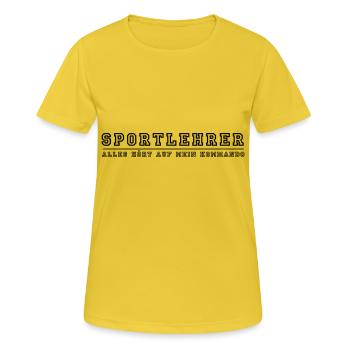 Sportlehrer der Kommandant - Frauen T-Shirt atmungsaktiv - Sonnengelb - Vorne - AI Model Female 172 dark (172cm)