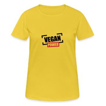 Vegan Power Stempel Logo - Women's Breathable T-Shirt - sunshine - Front - AI Model Female 172 dark (172cm)
