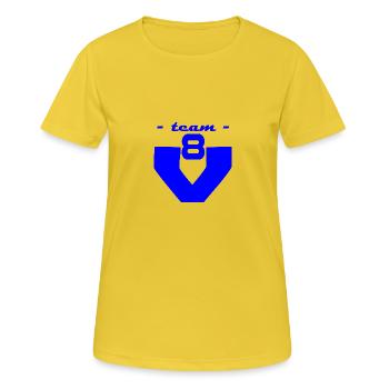 Team V8 - Frauen T-Shirt atmungsaktiv - Sonnengelb - Vorne - AI Model Female 172 dark (172cm)