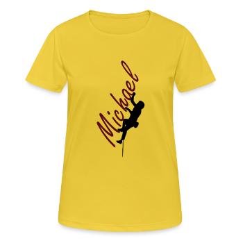 Klettern - Michael - Frauen T-Shirt atmungsaktiv - Sonnengelb - Vorne - AI Model Female 172 dark (172cm)