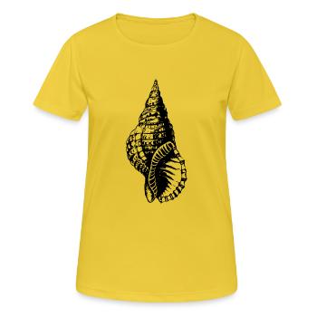 Meeresschnecke Schneckenhaus in schwarz - Frauen T-Shirt atmungsaktiv - Sonnengelb - Vorne - AI Model Female 172 dark (172cm)
