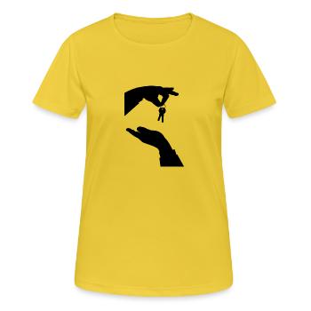 clés - T-shirt respirant Femme - jaune soleil - Devant - AI Model Female 172 dark (172cm)