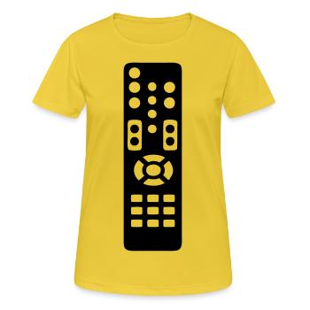 Fernbedienung 0 - Frauen T-Shirt atmungsaktiv - Sonnengelb - Vorne - AI Model Female 172 dark (172cm)